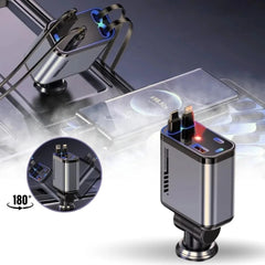Retractable Car Charger With Free Perfume Solar Power Helicopter 🎁