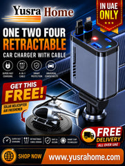Retractable Car Charger With Free Perfume Solar Power Helicopter 🎁