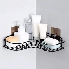 Multi-Use Wall Corner Storage Shelf – Durable Metal Bathroom & Kitchen Organizer