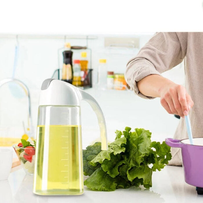 630ml Food Grade Glass Oil Dispenser Bottle with Automatic Flip Cap for Cooking & Seasoning