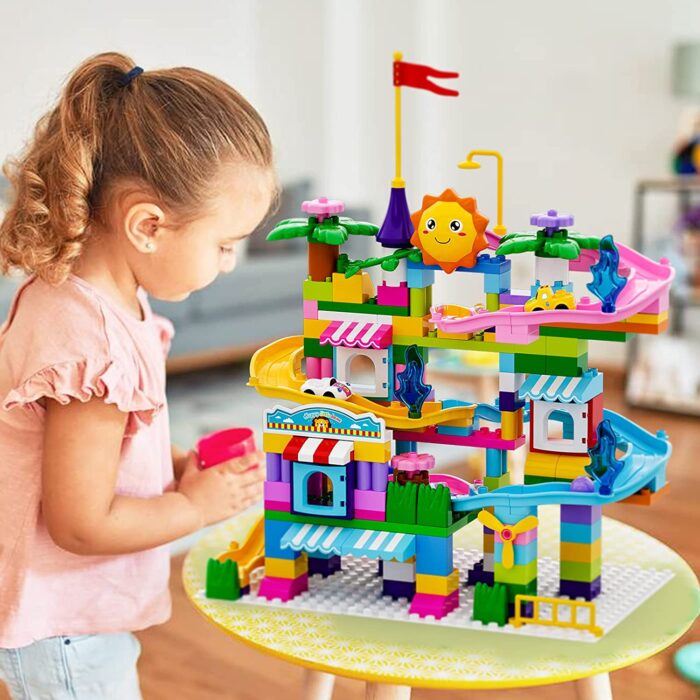 Two-In-One Design Small Colourful Coaster Track Building Blocks For Kids