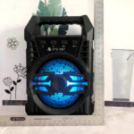 KTS-1097 Mini Portable 4-Inch Wireless Bluetooth Speaker with Enhanced Stereo Bass, LED Disco Lights, and Mic Input for Seamless Connectivity