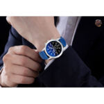 Business Mens Watches Casual Luxury Leather strap Men Blue Ray Glass Quartz Watch Fashion