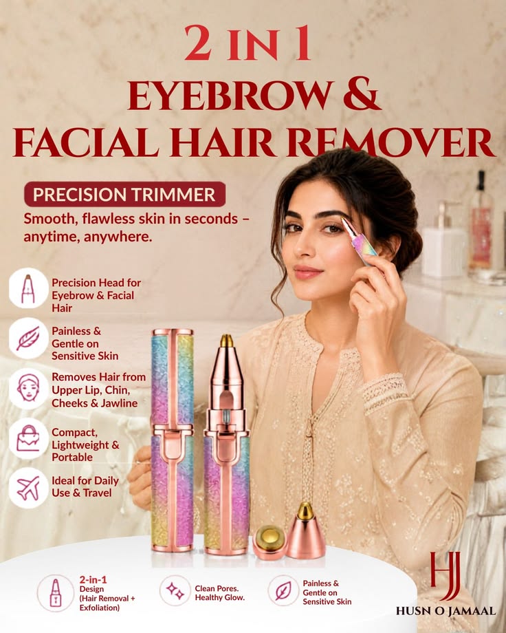 2 in 1 Rainbow Flawless Painless Face Hair Remover