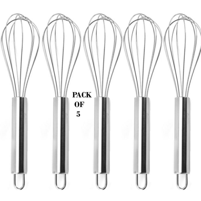 Pack Of 5 Stainless Steel Whisk Non-Stick Flexible Beater Easy To Handle Easy To Clean Multifunction Manual Stirrers
