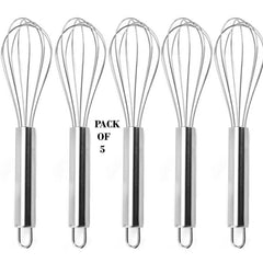 Pack Of 5 Stainless Steel Whisk Non-Stick Flexible Beater Easy To Handle Easy To Clean Multifunction Manual Stirrers