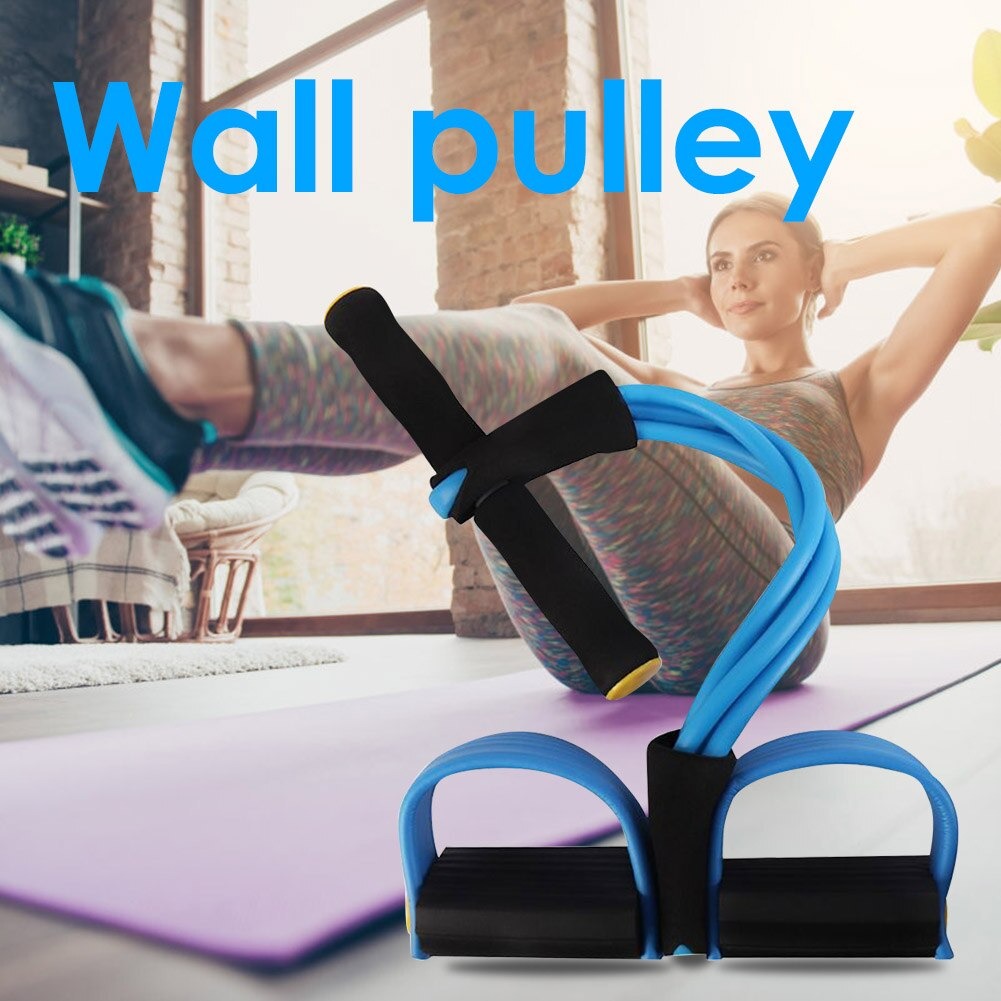 4 Tube Elastic Pull Rope Abdominal Ankle Pedal Home Gym Sport Training Fitness Equipment