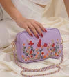 Floral Embroidered Chain Shoulder Bag for Women