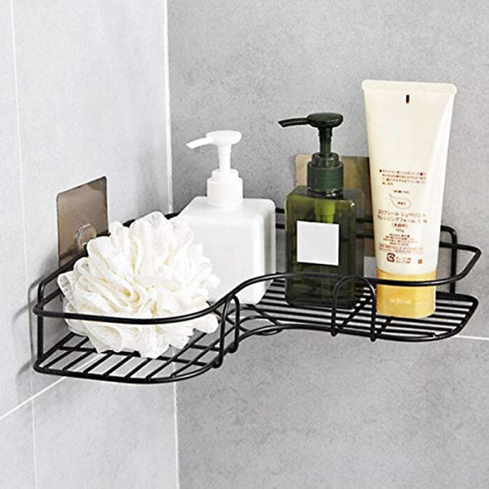 Multi-Use Wall Corner Storage Shelf – Durable Metal Bathroom & Kitchen Organizer