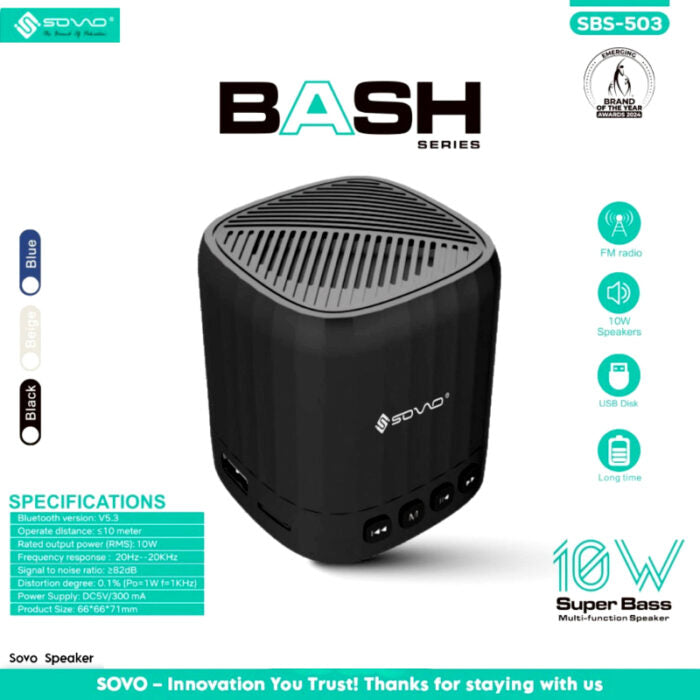 SOVO SBS-503 BASH Series 10W Super Bass Multi-Function Bluetooth Speaker