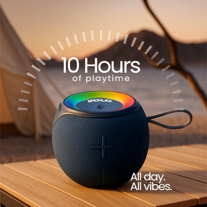 Yolo Orbit Portable Wireless Speaker with 12W Deep Bass, 10-Hour Playtime and RGB Lights